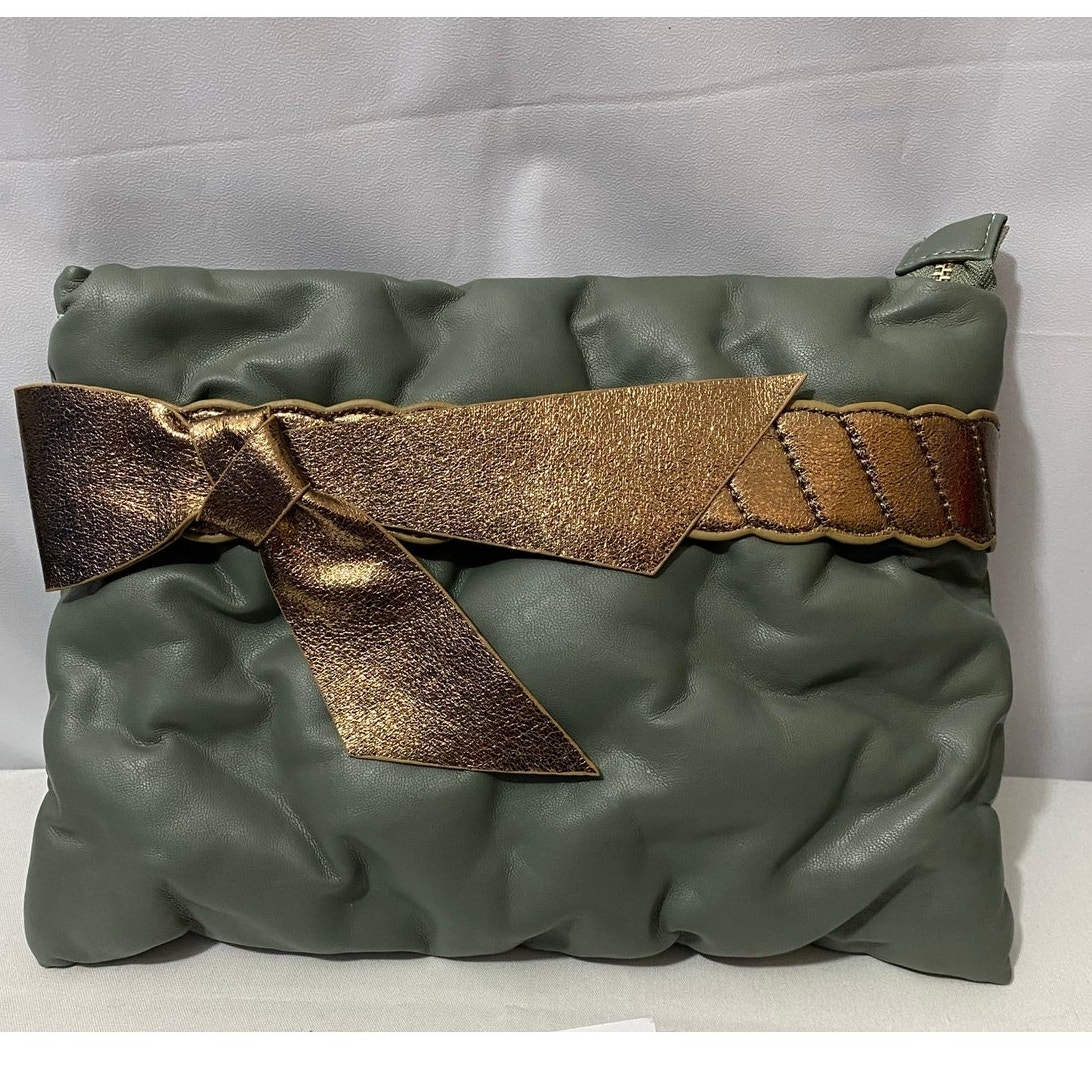 Kontessa Green Bag Small Evening Handbag With Gold Bow Luxury Purse New